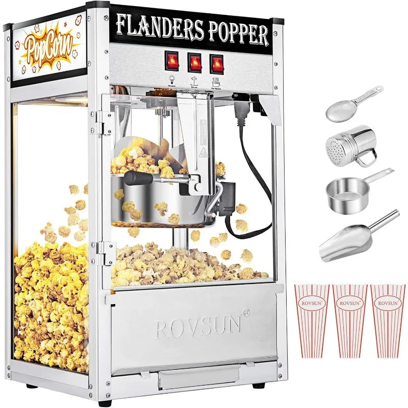 ROVSUN Popcorn Machine with 8 Ounce Kettle Makes Up to 32 Cups, Commercial Popcorn Machine Countertop Popcorn Maker Black