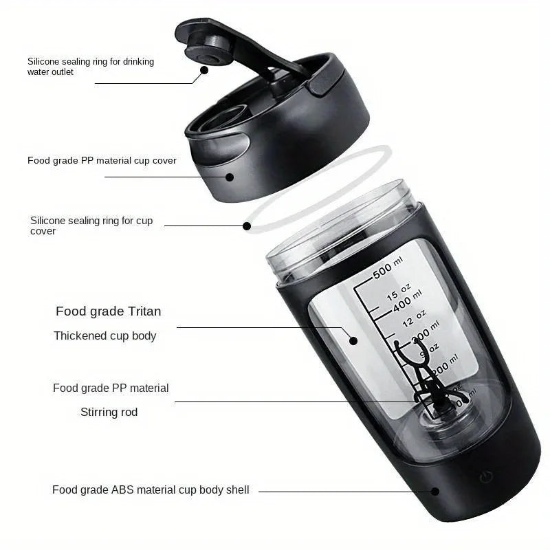 500ML Electric Protein Powder Mixing Cup Automatic Shaker Bottle Mixer Shake Bottle